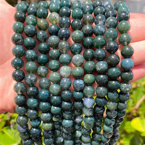 Natural Green Moss Agate Gemstone Round Beads Grade A Sold By 15