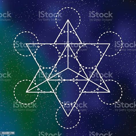 Ikon Kubus Metatron Geometri Suci Pada Latar Belakang Galaksi Ilustrasi