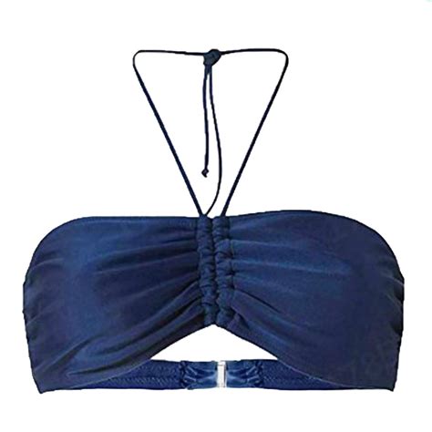 Swimear Women Halter Push Up Bikini Top Cheeky String Ruched Swimsuit Bathing Suit Padded