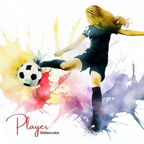 Premium Vector Woman Sports Player Playing Soccer Watercolor Painting