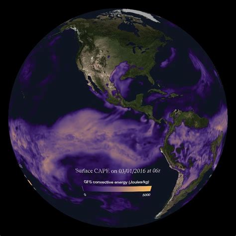 GFS Forecast Model: Convective Available Potential Energy - Real-time ...