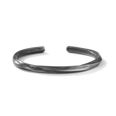 Unique Black Mobius Bangle Bracelet For Men In Sterling Silver