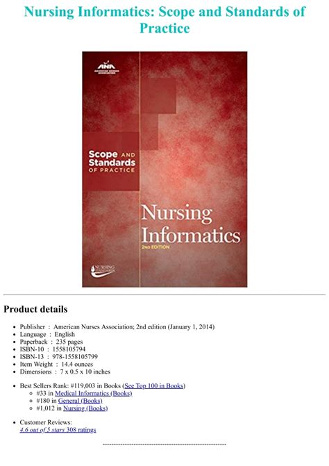 Download [pdf⚡] Nursing Informatics Scope And Standards Of Practice