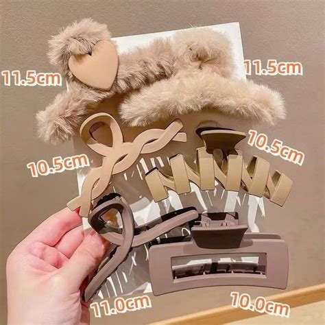 SET KẸP TÓC LÔNG CÀNG CUA 6 MÓN MÀU NÂU NUDE PHONG CÁCH HÀN QUỐC Shopee Việt Nam