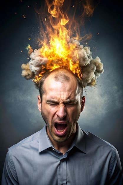 Stress Concept Angry Man With Exploding Head Premium Ai Generated Image