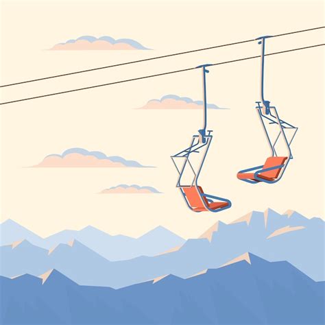 Premium Vector Chair Ski Lift For Mountain Skiers And Snowboarders