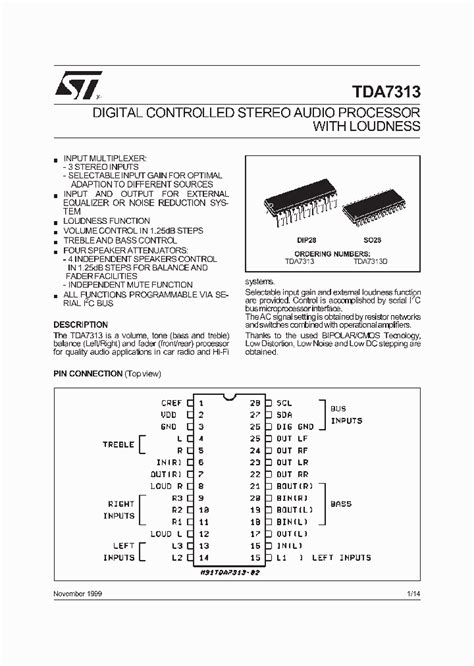 Tda7313 319068 Pdf Datasheet Download Ic On Line