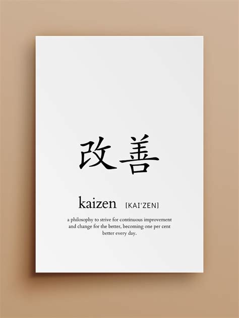 Kaizen Definition Japanese Dictionary Artwork Printable Wall Art