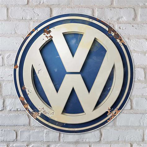 Vintage Volkswagen VW Sign - 14" Round | Garage Art™