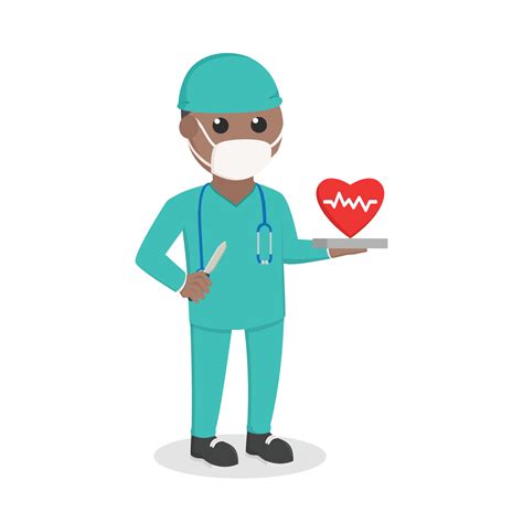 Surgeon African With Cardiac Surgery Concept Design Character On White Background 15482907