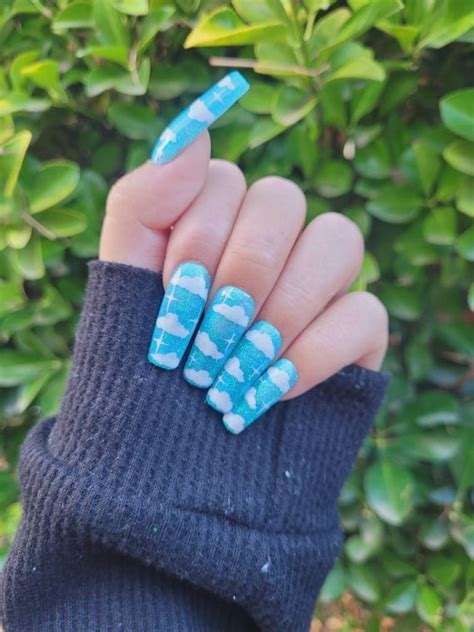 Cloudy Sky Press On Nails Etsy