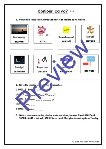 French Greetings Introductions Worksheets Teaching Resources