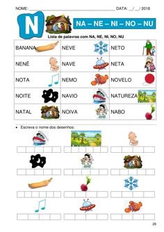 Coisas Boas Com A Letra N - 45 ideias de letra N para salvar hoje | atividades de alfabetização ...