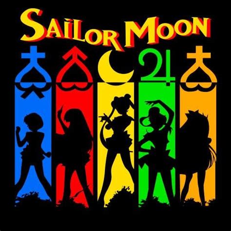 An Image Of Sailor Moon Poster With The Colors Of Rainbows And Black