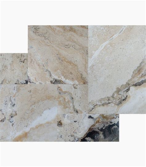 French Pattern LEONYX Tumbled Travertine PAVER Ozer Tile Stone