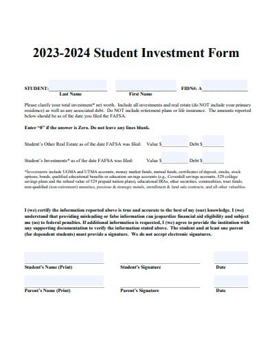 Free Investment Form Samples In Pdf