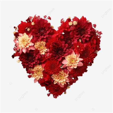 Red Flower Heart Heart Love Valentine PNG Transparent Image And