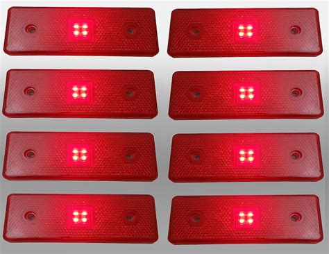 Flexzon 8pcs LED 12V Red Rear Tail Side Marker Lights For Truck HGV