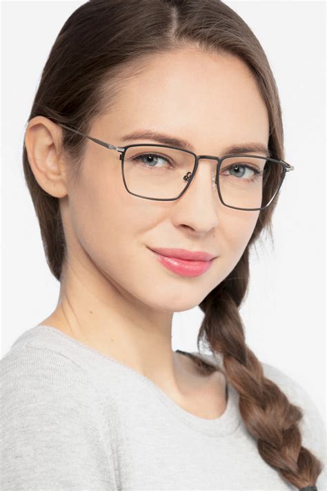 Wind Rectangle Gunmetal Full Rim Eyeglasses Eyebuydirect Canada