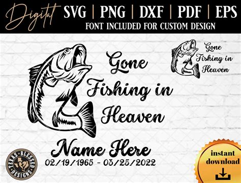 Gone Fishing In Heaven Svg In Loving Memory Fisherman Gone Etsy Canada