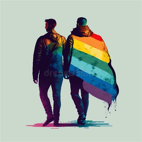 Illustrazione Di Una Coppia Gay Irriconoscibile Concetto Di Orgoglio Illustrazione Di Stock