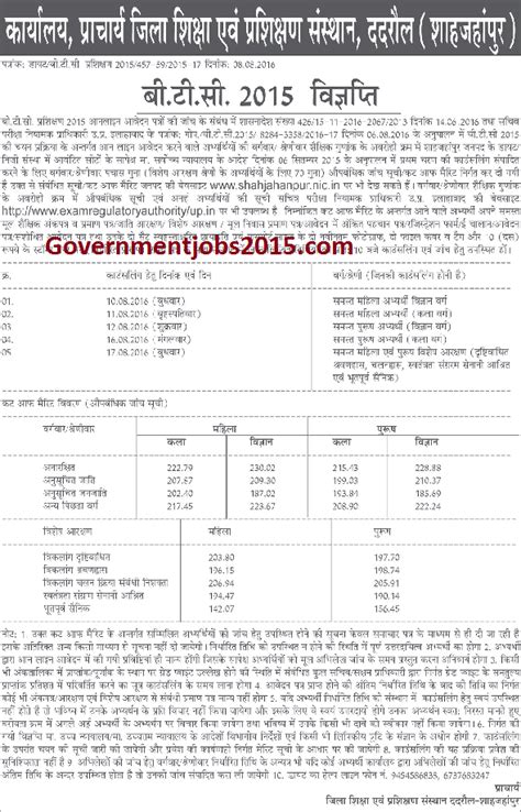 Btc Cut Off Merit Counselling Schedule District Wise