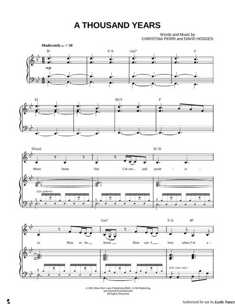 Pdf Christina Perri A Thousand Years Piano Sheet Dokumen Tips