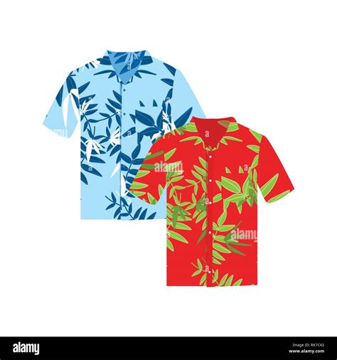 Pair Of Hawaiian Aloha Shirts Vector Illustration Hawaii Shirts Aloha