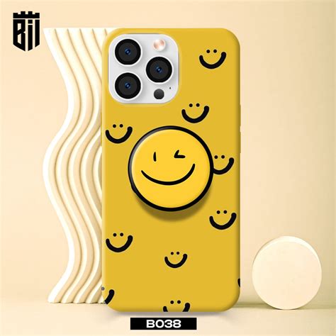 Yellow Smiley Design Mobile Case With Popsocket Make Your Own Breachit