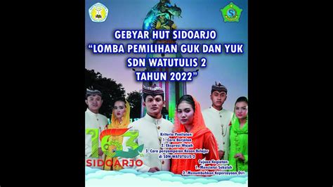 Gebyar Hut Sidoarjo Yang Ke Lomba Pemilihan Guk Dan Yuk Sdn