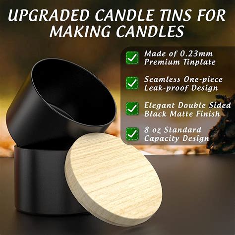 Buy Upgraded 24 Pack Candle Tins 8 Oz With Lids Bulk Empty Candle Jars For Making Candles