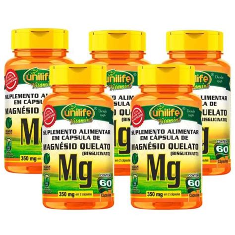 Kit Magnesio Quelato Mg Capsulas Unilife Capsula Vegetal