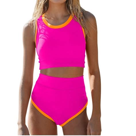 Swim Nwot Pink Queen Womens High Waisted Sporty Bikini Set Size