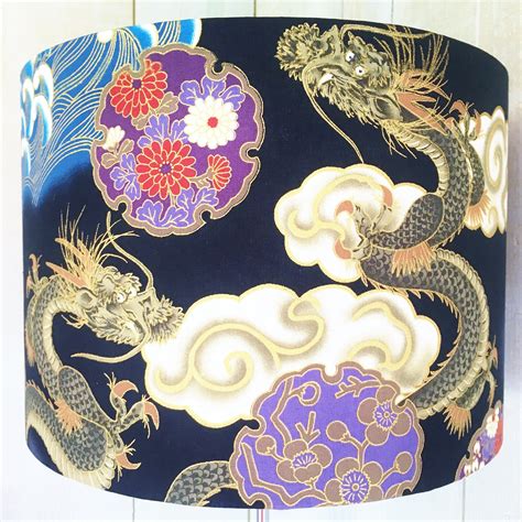 Oriental Lampshade Japanese Lamp Shade Dragon Light Shade Etsy Uk