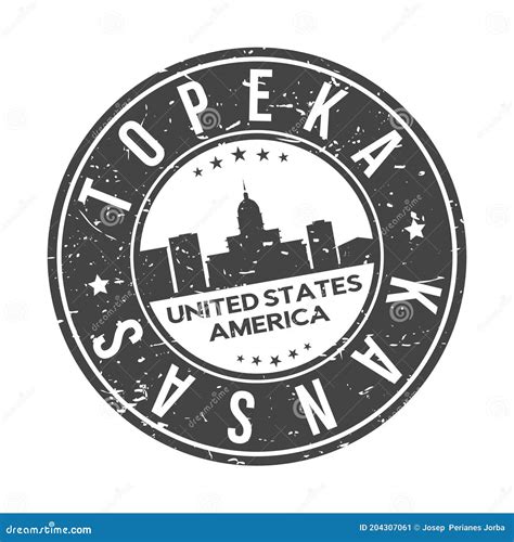 Topeka Kansas Usa Stamp Logo Icon Symbol Design Skyline City Stock