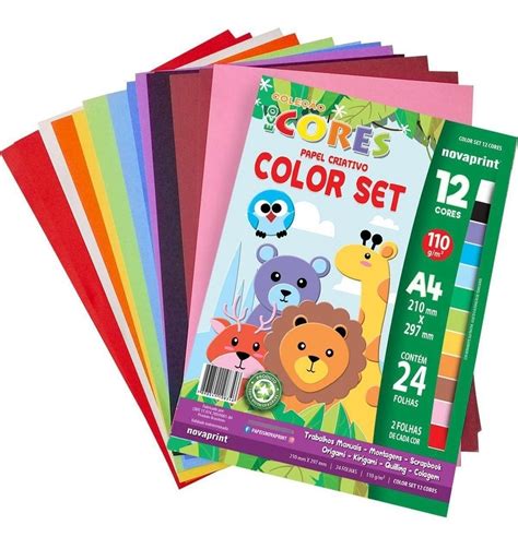 Papel Criativo Colorido Color Set 12 Cores 110g A4 Eco Cores