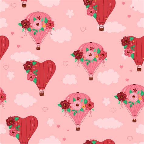 Seamless Pattern With Hot Air Balloons And Flowers Vector Graphics Vector Art At Vecteezy