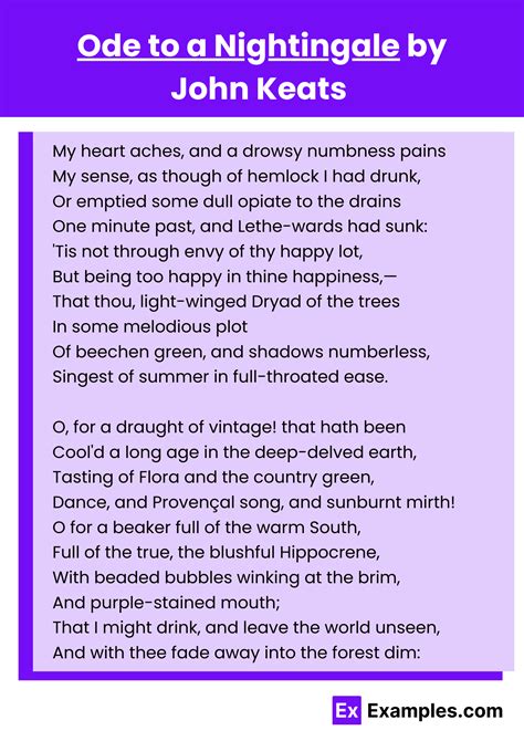 Ode to a Nightingale Poem by John Keats, Download Pdf