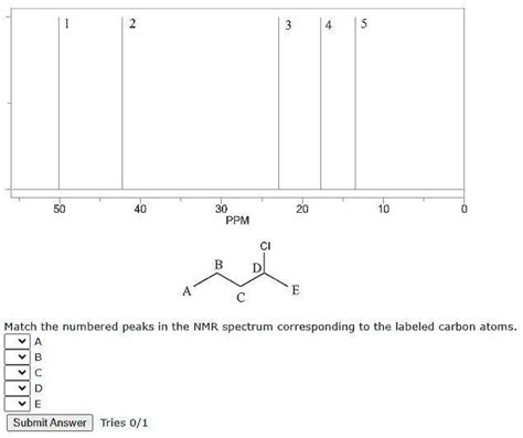 Solved Ppm Match The Numbered Peaks In The Nmr Spectrum Corresponding