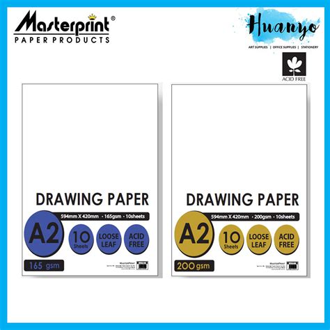 Masterprint A2 Drawing Paper Sheet Pack 165GSM / 200GSM (10 Sheets )