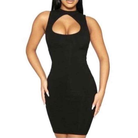 Naked Wardrobe Lock Keyhole Dress Bodycon Sleeveles Gem