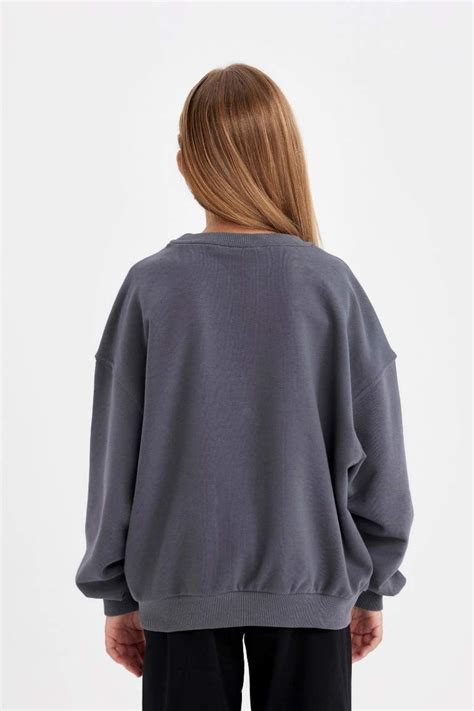 Антрацит Девочки и подростки Свитшот оверсайз Disney Lilo & Stitch для ...