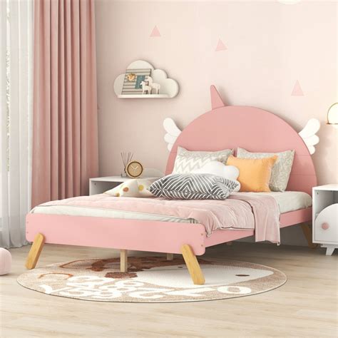 Wooden Unicorn Bed Frame with Slats | Foter