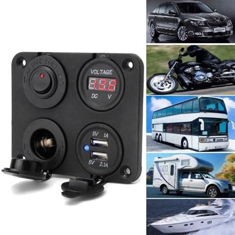 Chargeur Allume Cigare Port Usb En Led Voltmeter Pour Moto Bateau