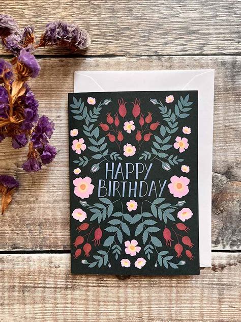 Happy Birthday Floral Greeting Card Heidi Vilkman Art