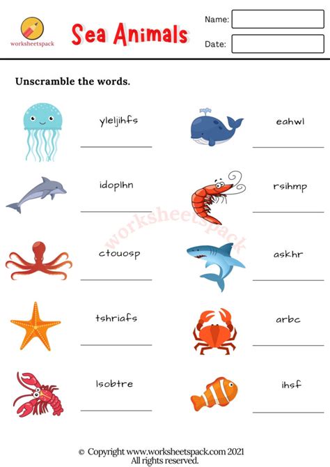 Free Printable Sea Animals Worksheets Worksheetspack