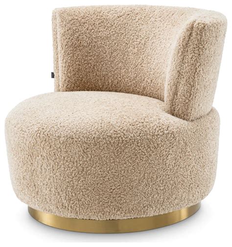 Beige Curved Swivel Chair Eichholtz Alonso Contemporary Armchairs