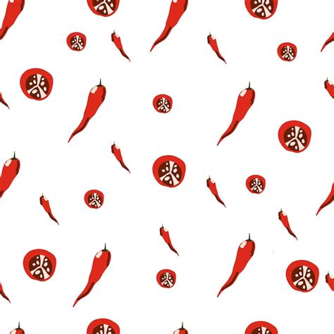 Premium Vector Chilli Seamless Pepper Pattern Hand Drawn