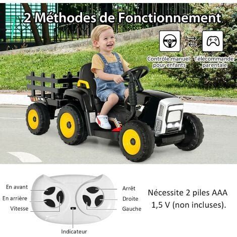 Costway Tracteur Avec Remorque Electrique Pour Enfants V Avec