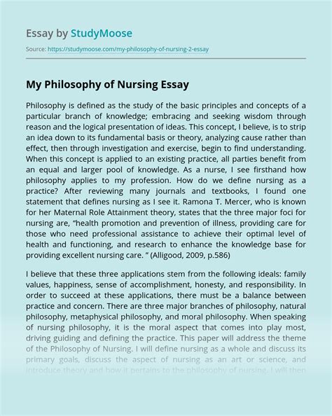 Nursing Philosophy Essay Telegraph